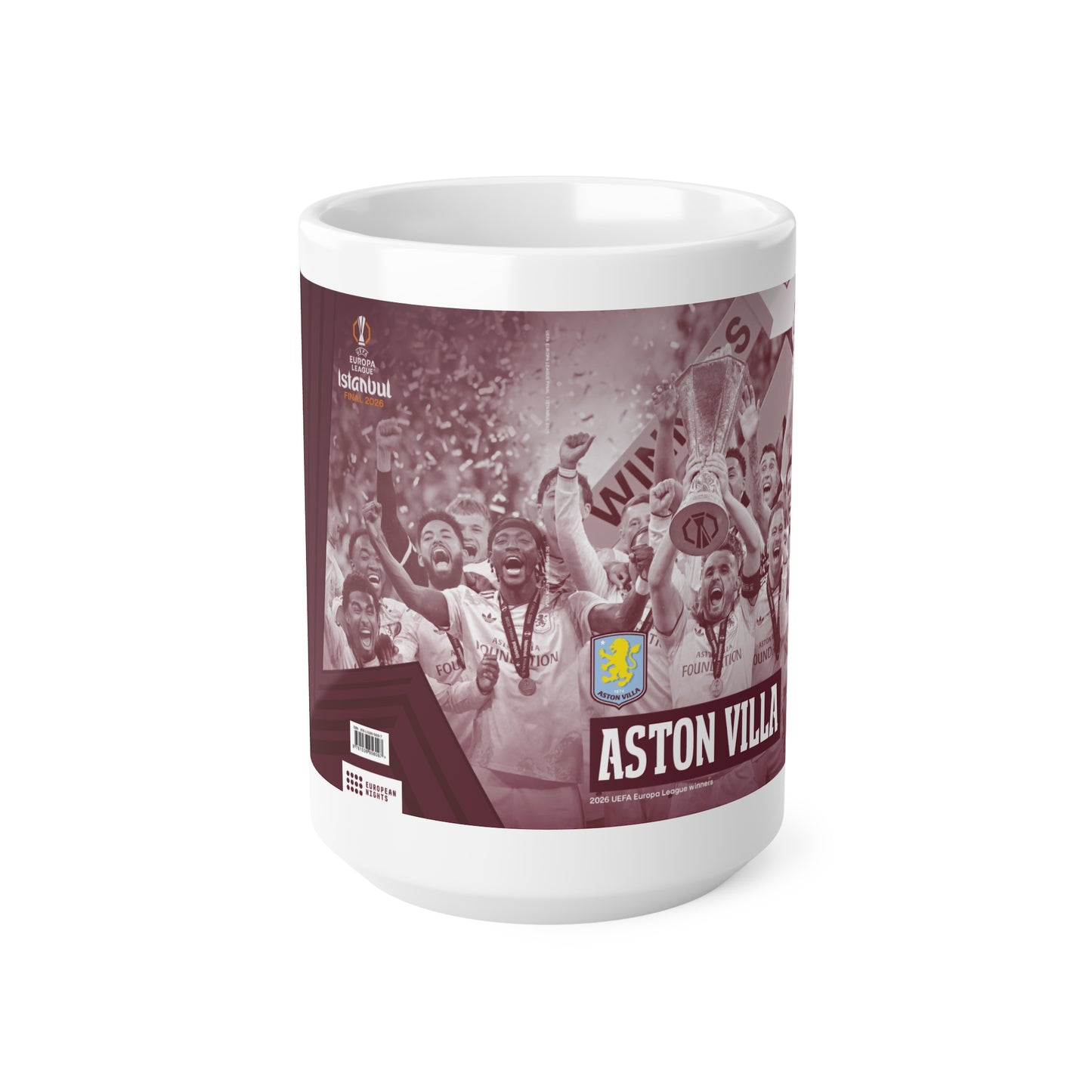 Aston Villa 2026 UEFA Europa League Winners Ceramic Coffee Mug — Vintage Celebration Team Photo (11oz & 15oz)