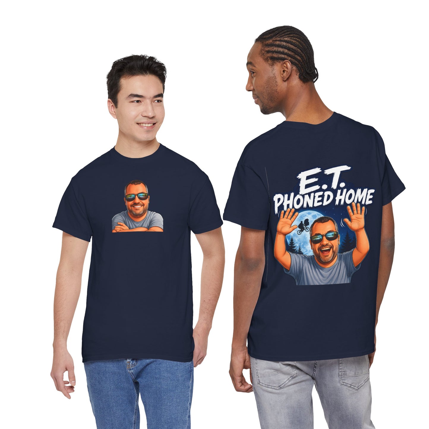 Graphic Tee — "E.T. Phoned Home" Smiling Guy Retro Design