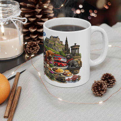 Scotland Souvenir Coffee Mug — Edinburgh Icons Collage (11oz & 15oz)