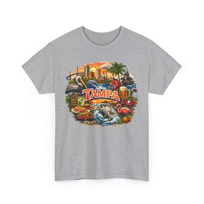 Tampa Florida Retro Scenic Tee — Vintage Beach, Skyline & Wildlife Graphic