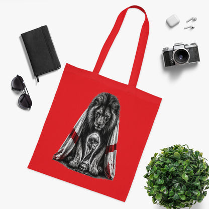 England Lion Tote Bag – Protective Lion Illustration Cotton Tote