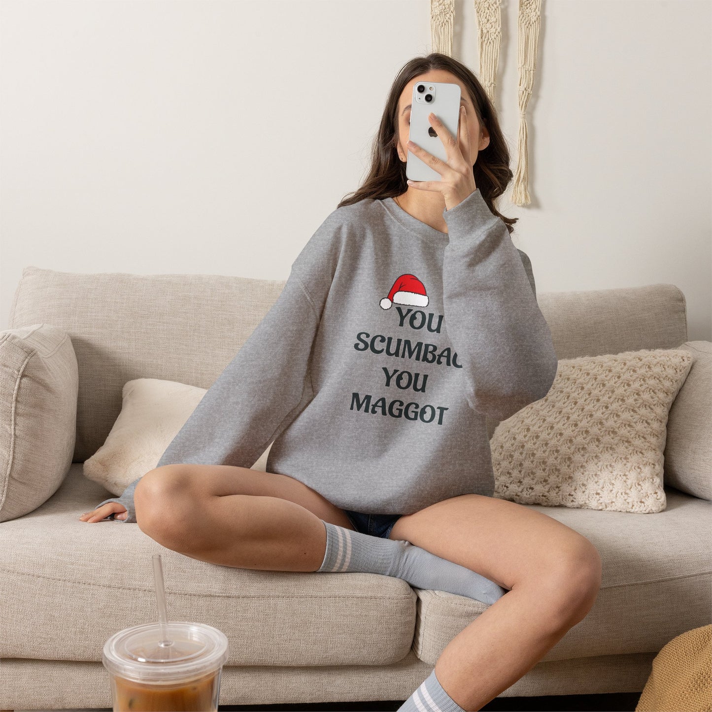 Holiday Sarcastic Sweatshirt — "You Scumbag You Maggot" Funny Christmas Crewneck