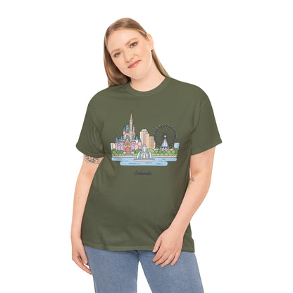 Orlando Skyline T-Shirt — Cute Cityscape Graphic Tee with 'Orlando' Text