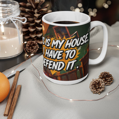 Home Alone Inspired Anime Coffee Mug — "This Is My Cozy Face, I Have Defended" 11oz & 15oz Ceramic