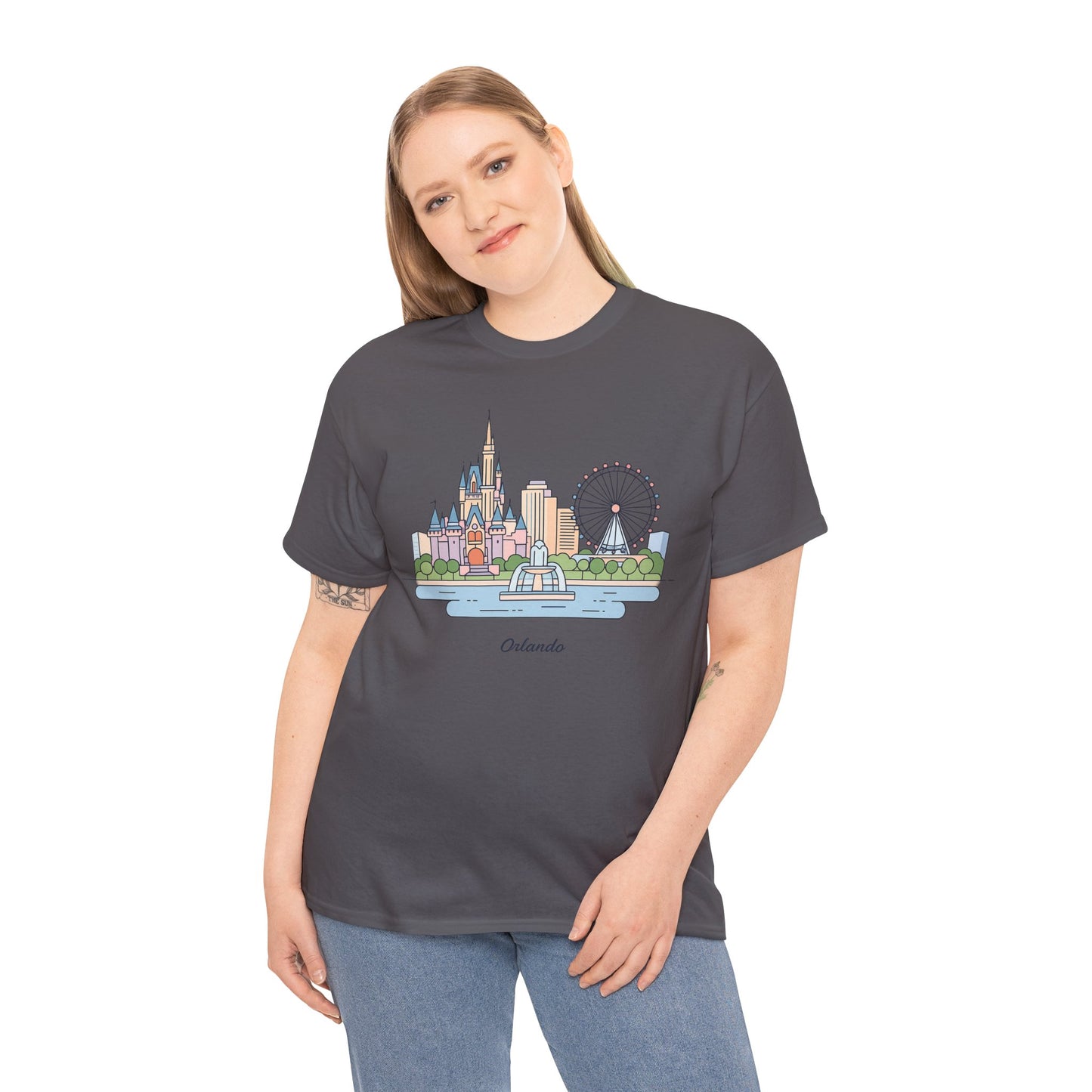Orlando Skyline T-Shirt — Cute Cityscape Graphic Tee with 'Orlando' Text