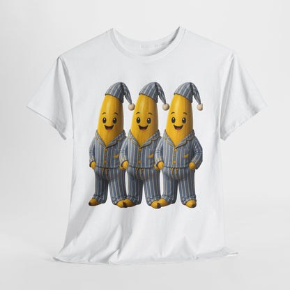 Bananas in Pyjamas – Three Smiling Bananas in Striped Pajamas Graphic T-Shirt
