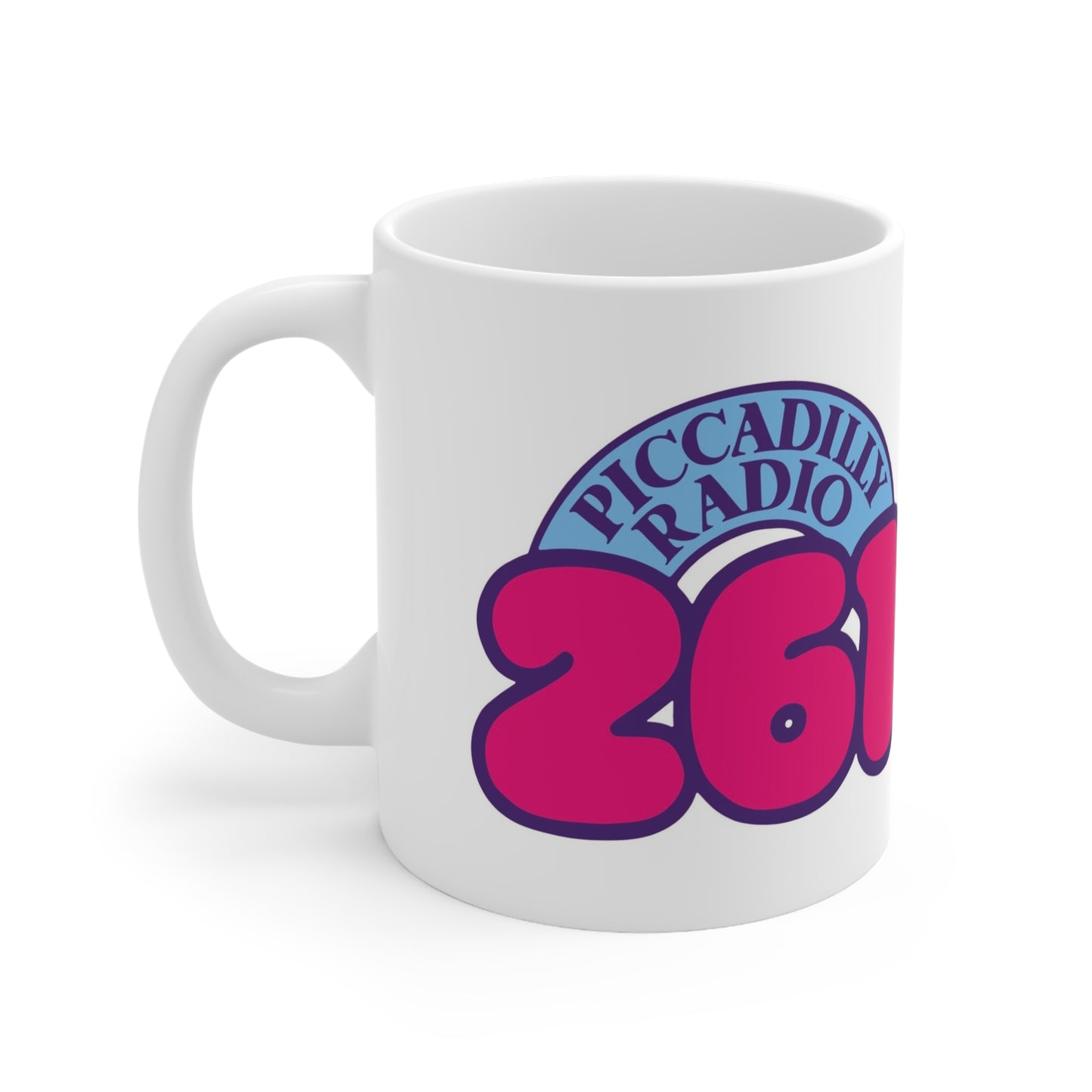 Piccadilly Radio 261 Retro Logo Mug — 11oz & 15oz Ceramic Coffee Cup