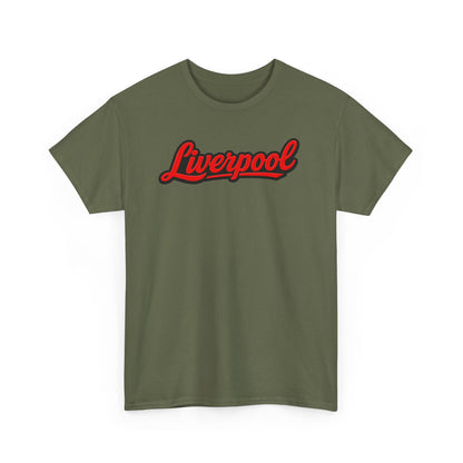 Liverpool Script T-Shirt — Retro Red Script Football Fan Tee
