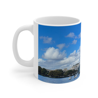 Lake Eola City Waterfront Photo Mug — Scenic Harbor Skyline Ceramic Coffee Cup (11oz & 15oz)