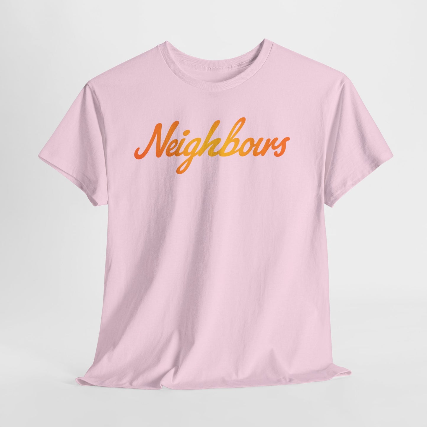 Neighbours Script T‑Shirt — Retro Orange Neighborhood Tee