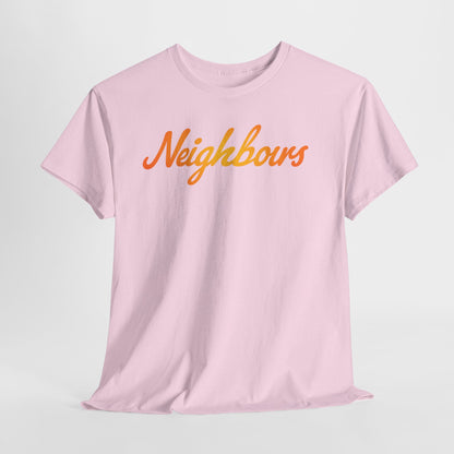 Neighbours Script T‑Shirt — Retro Orange Neighborhood Tee