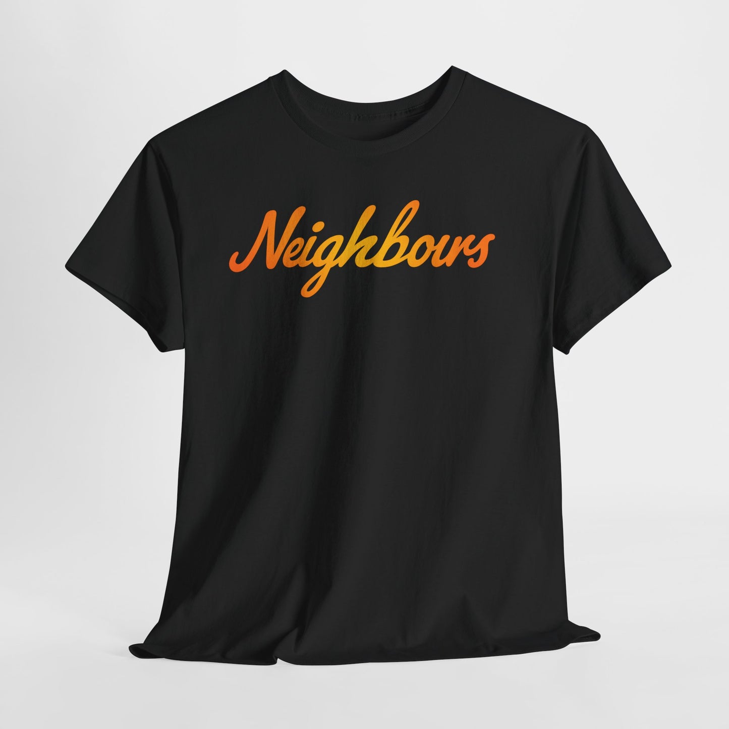 Neighbours Script T‑Shirt — Retro Orange Neighborhood Tee