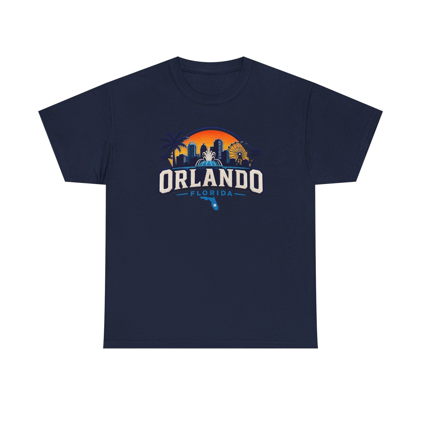 Orlando Florida Sunset T-Shirt — Retro Skyline & Palm Tree Vacation Tee