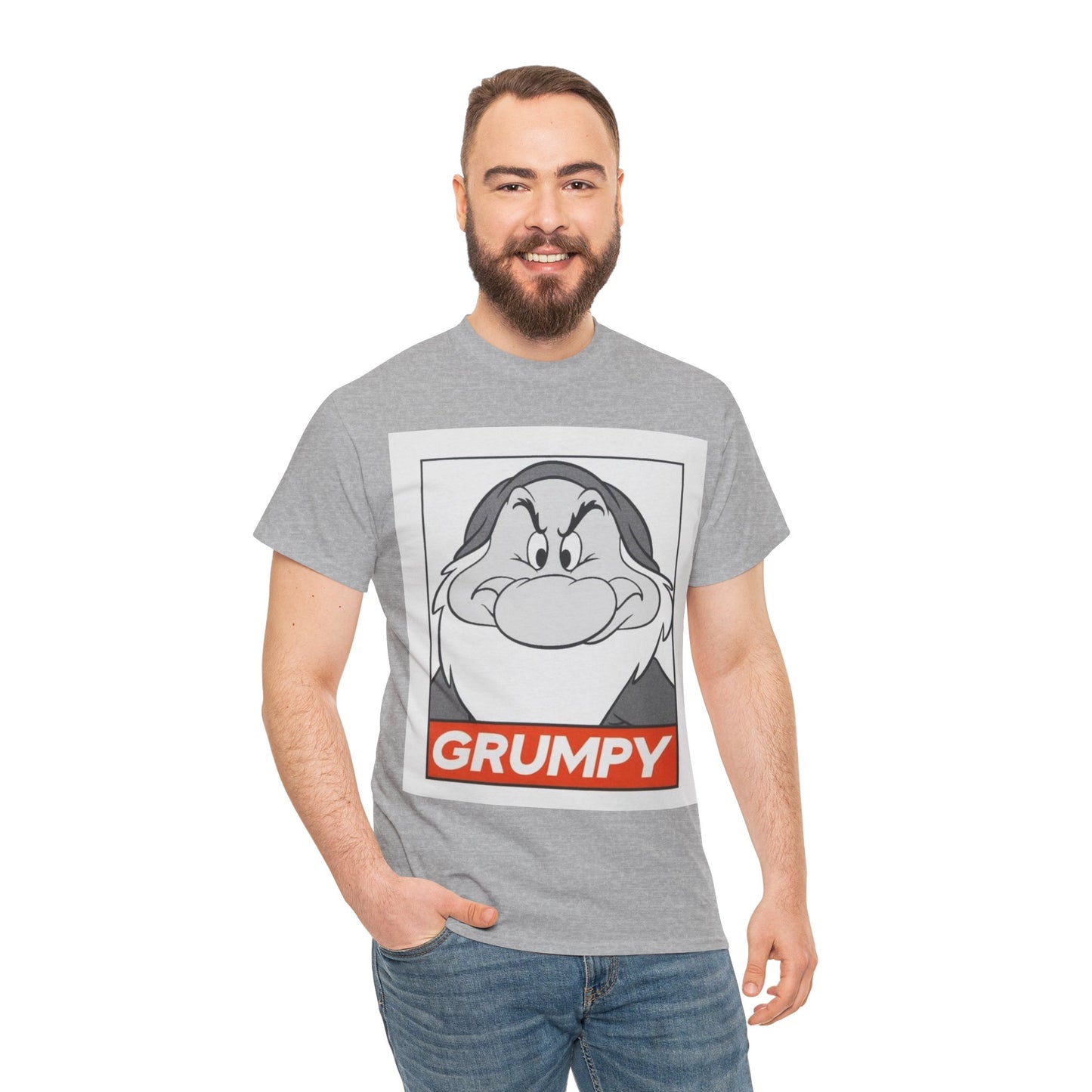 Grumpy Dwarf Graphic Tee — Vintage Cartoon Face "GRUMPY" Shirt