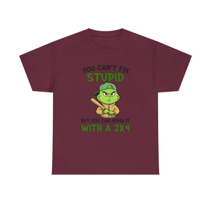 Funny Carpenter T‑Shirt — "You Can't Fix Stupid But You Can Numb It With a 2x4"