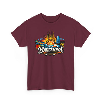 Barcelona Skyline Graphic Tee — Colorful Travel Souvenir T-Shirt