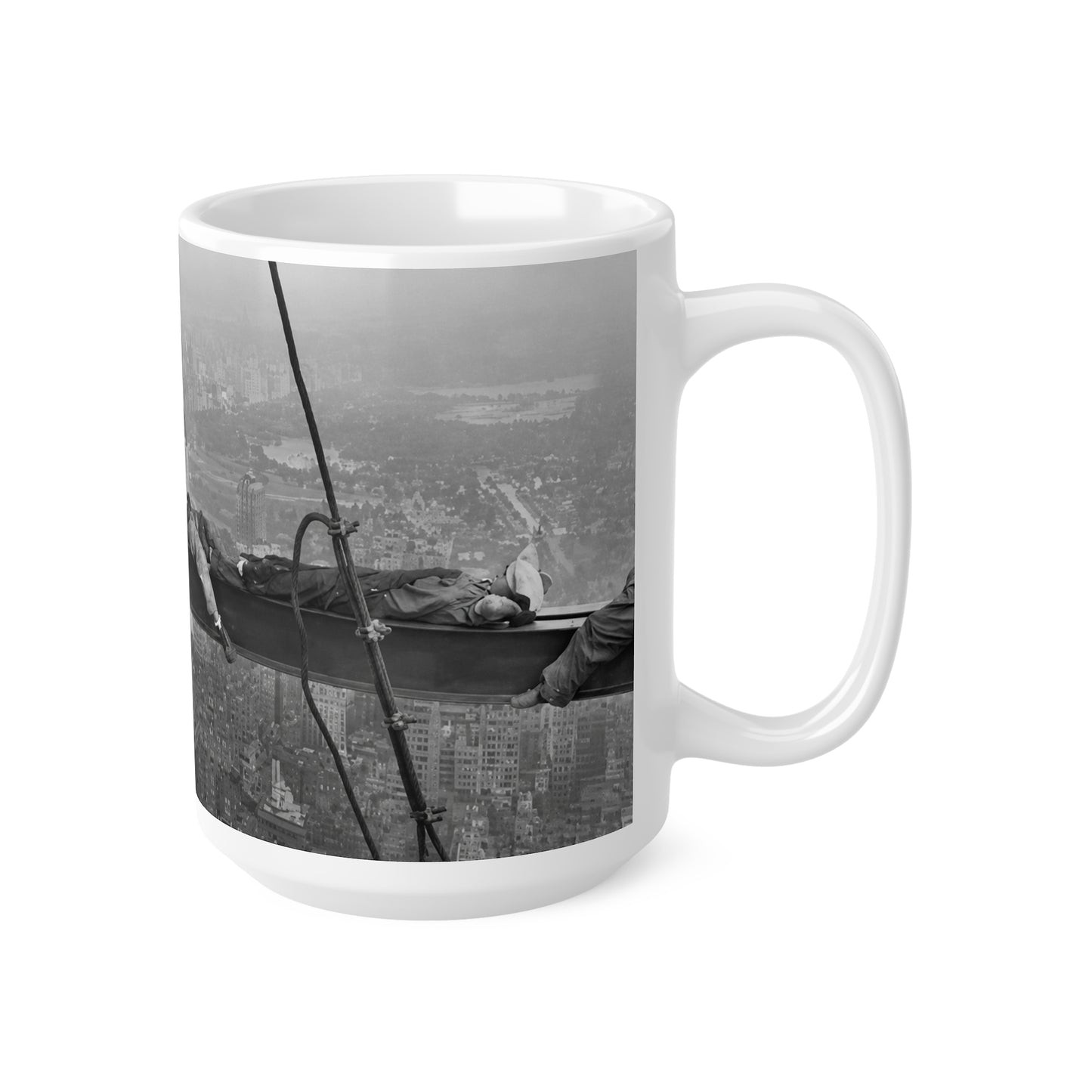 Vintage 'Lunch Atop a Skyscraper' Photo Coffee Mug — Retro NYC Skyline Ceramic Cup (11oz, 15oz)