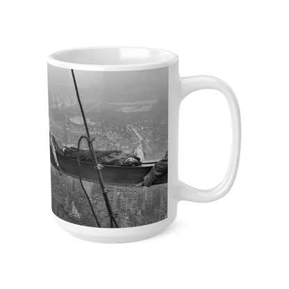 Vintage 'Lunch Atop a Skyscraper' Photo Coffee Mug — Retro NYC Skyline Ceramic Cup (11oz, 15oz)