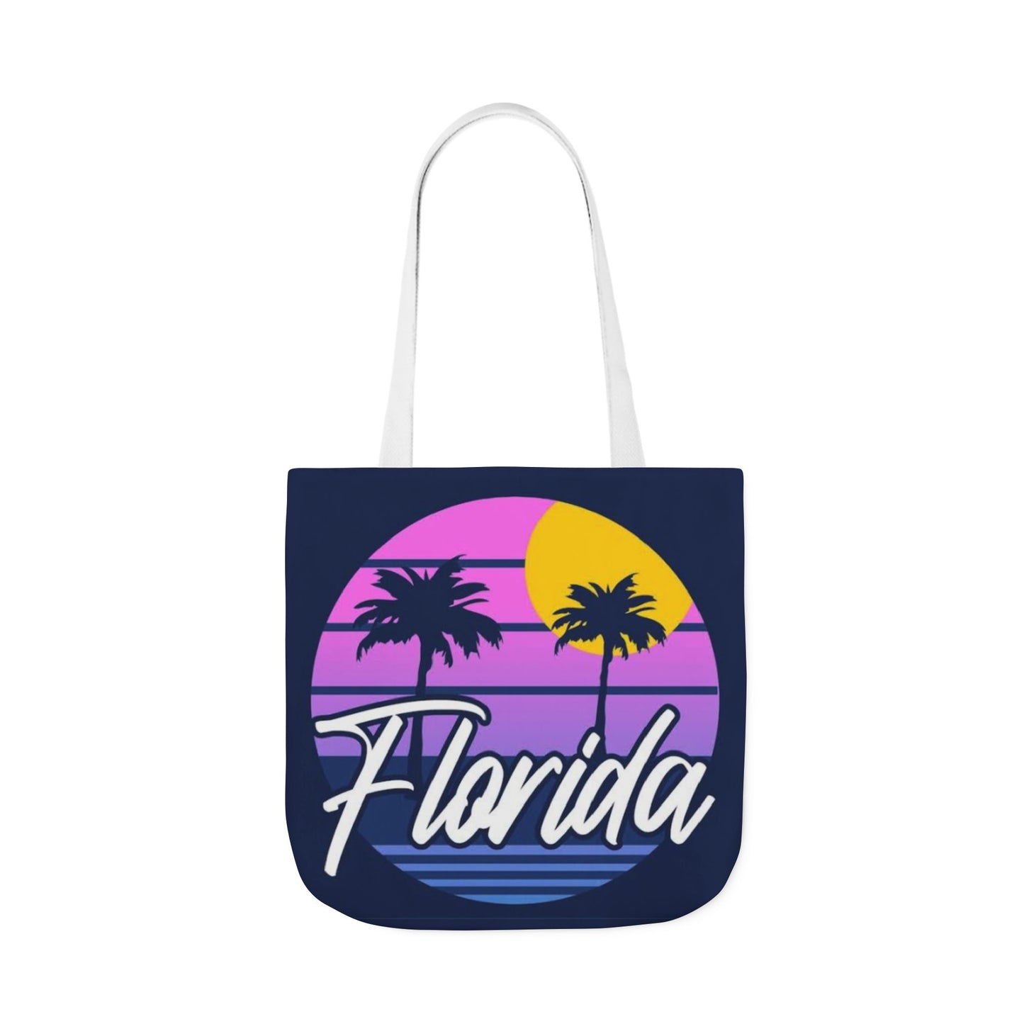 Florida Sunset Palm Tote Bag — Retro Beach Canvas Tote