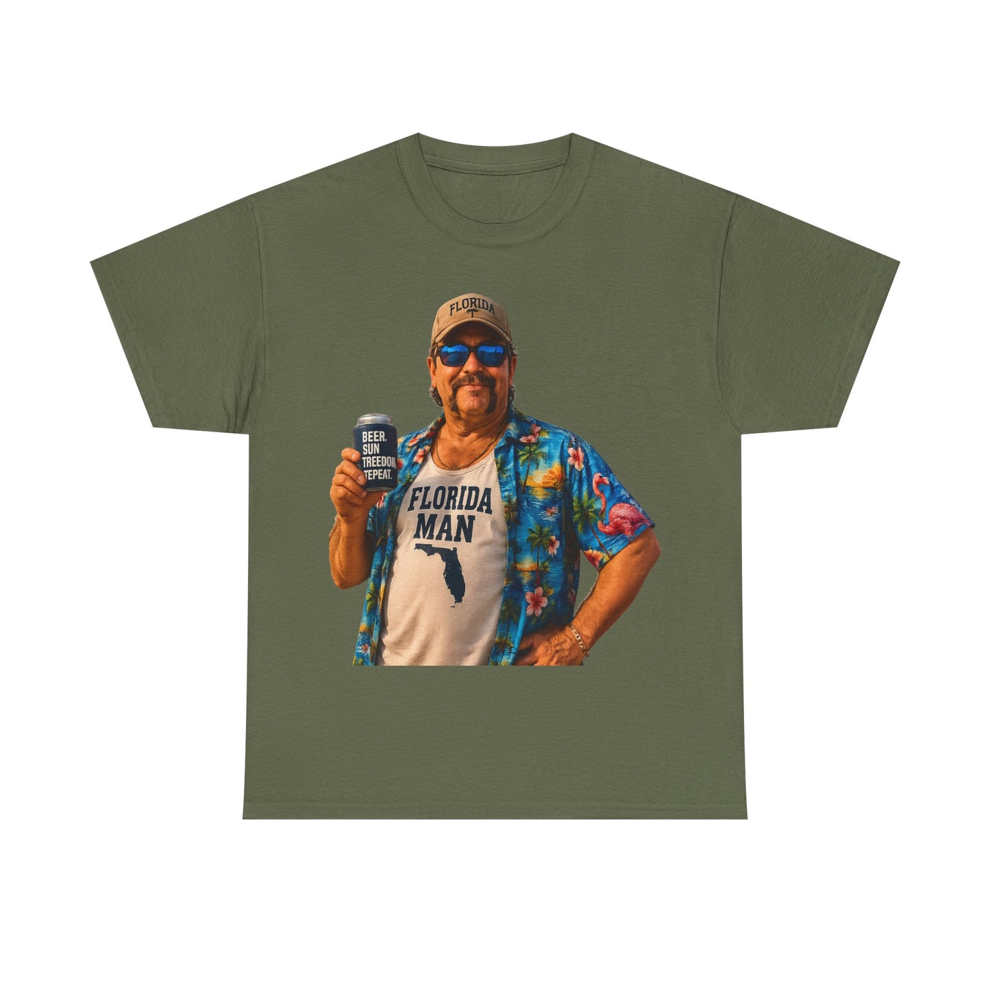 Florida Man Graphic Tee — Funny Vacation Shirt with Hawaiian Shirt Design
