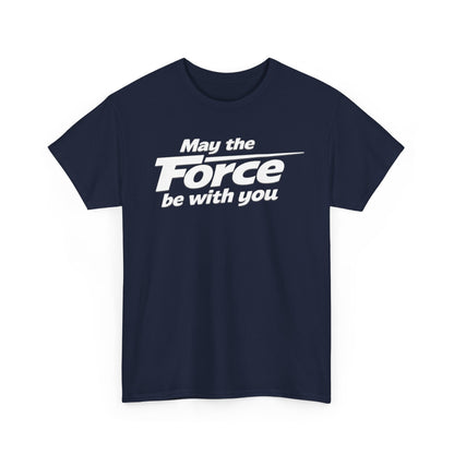 "May the Force Be With You" Retro Embossed Graphic T‑Shirt —