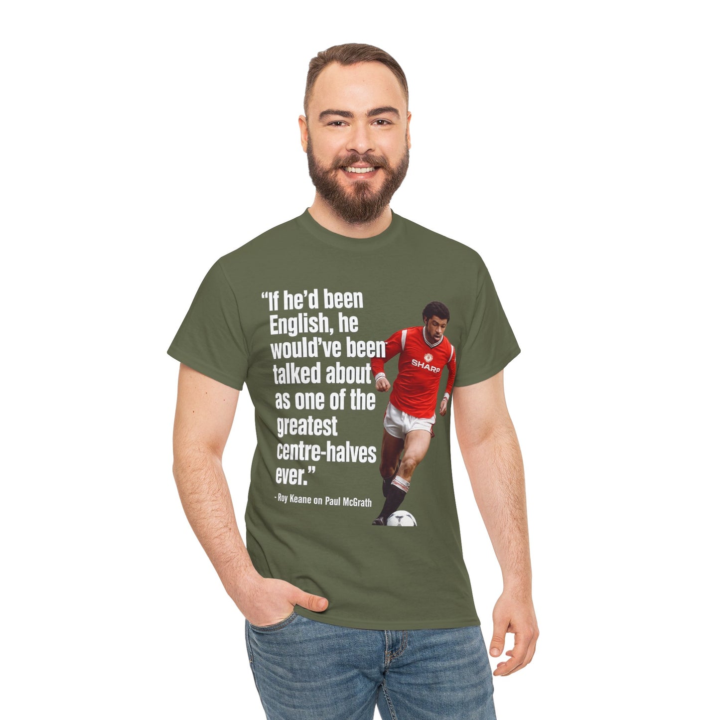Vintage Football Tee — 'if he'd been English...' Roy Keane on Paul McGrath Quote Shirt