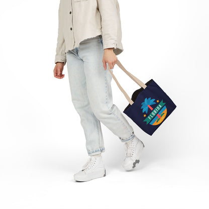 Florida Palm Beach Canvas Tote Bag — Retro Sunshine Travel Tote