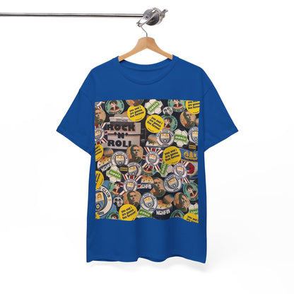 Oasis Rock & Roll Retro Button Collage Tee