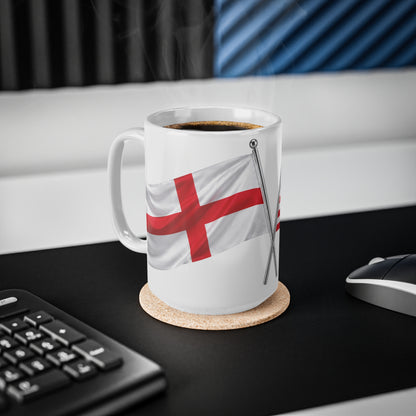England & USA Crossed Flags Ceramic Coffee Mug — 11oz & 15oz