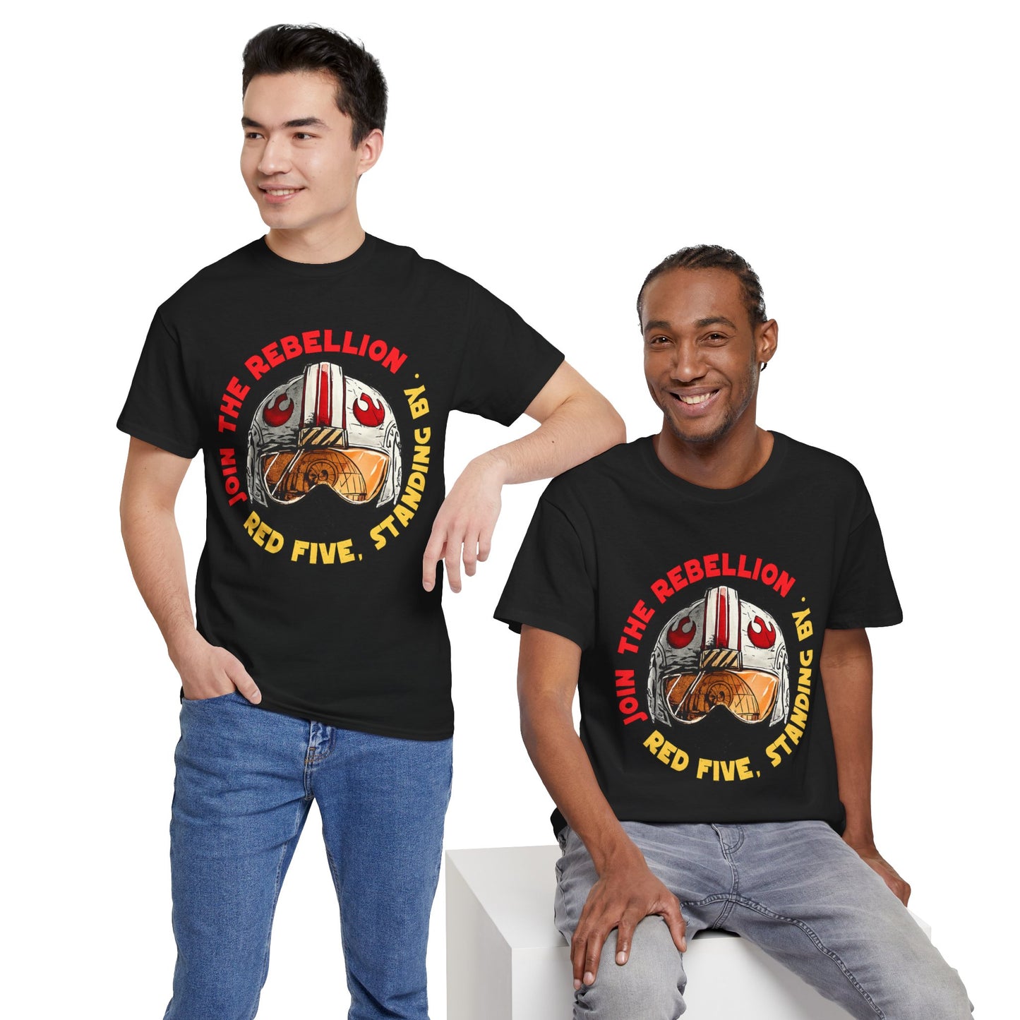 Rebel Pilot T-Shirt — "Join the Rebellion, Red Five" Vintage Helmet Design
