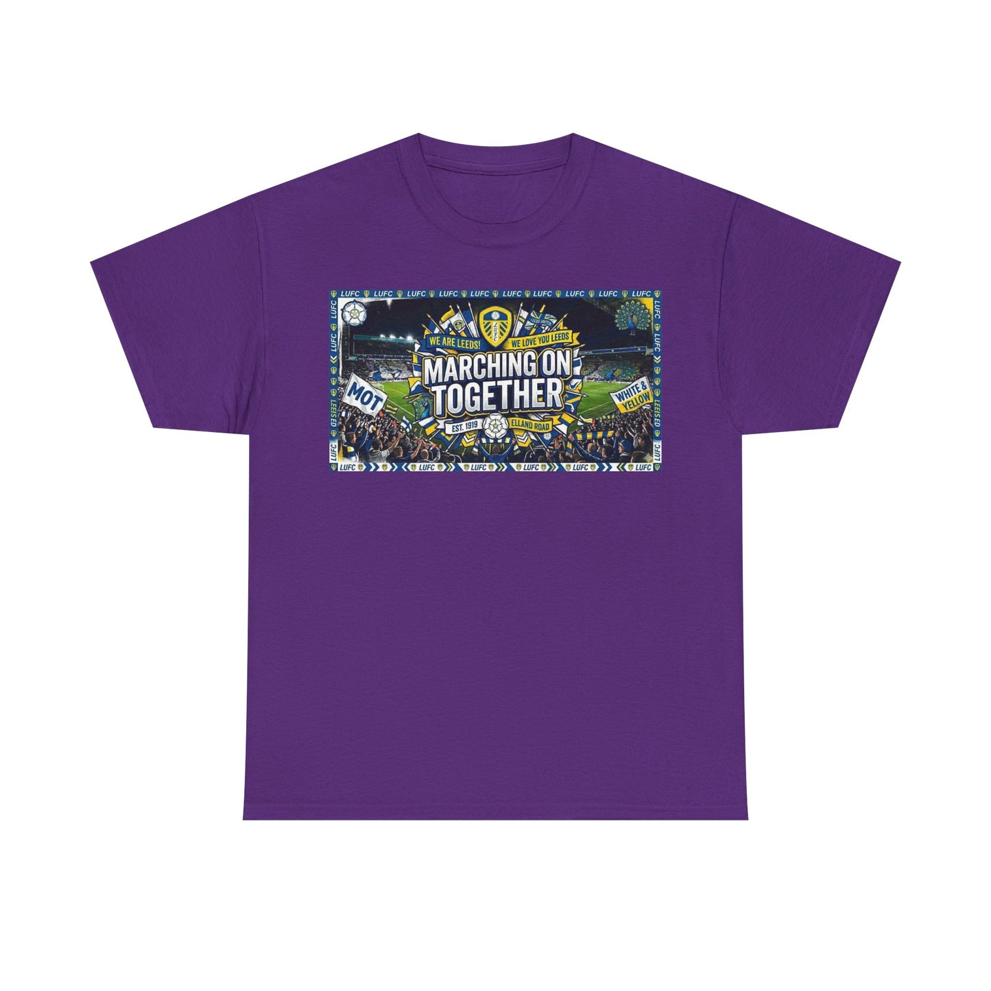 Leeds United T-Shirt — "Marching On Together" Fan Tee (Soccer Supporter Graphic)