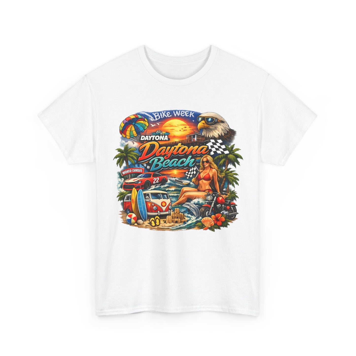 Daytona Beach Vintage Surf T-Shirt — Retro Sunset Palm Beach Tee