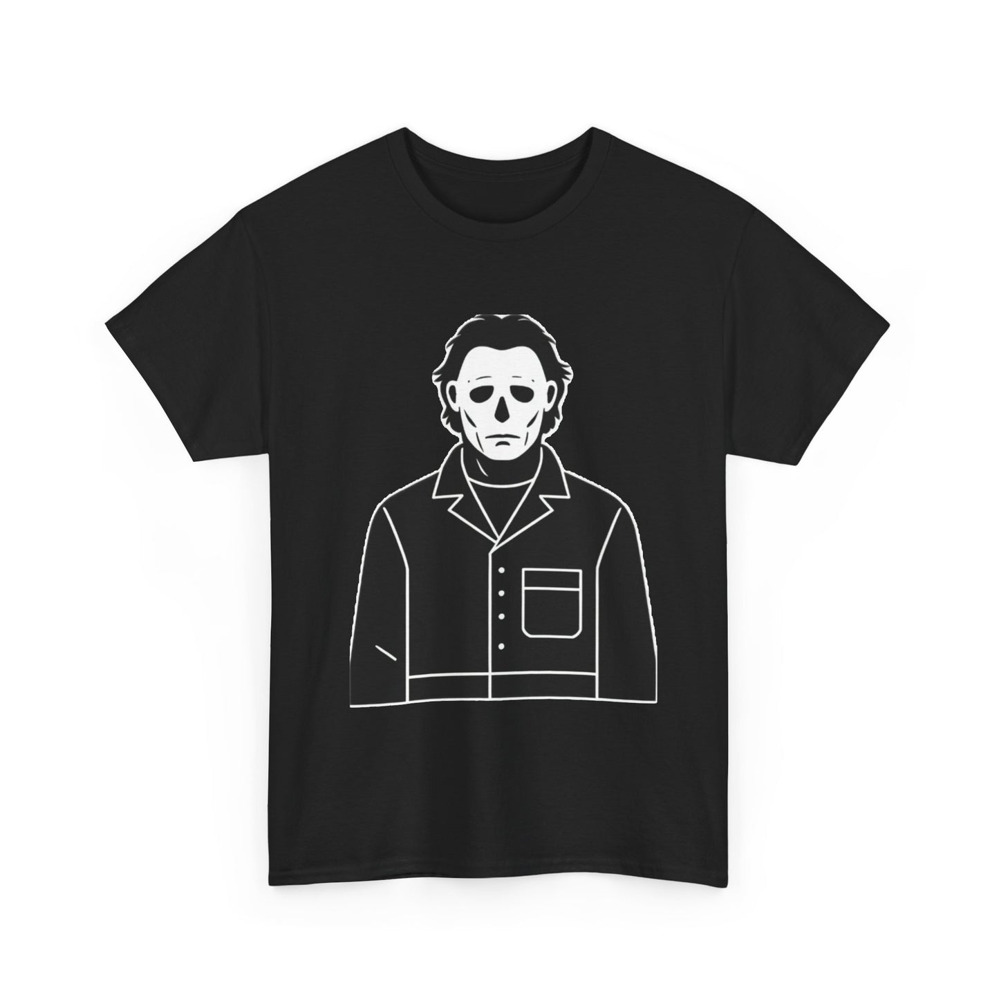 Michael Myers Outline Horror T-Shirt — Minimal Halloween Mask Tee