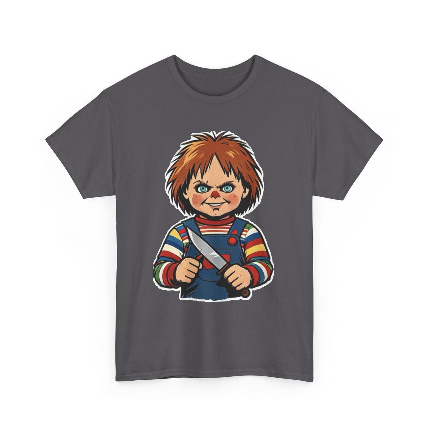 Horror Doll Knife Tee — Creepy Chucky-Inspired Graphic T-Shirt