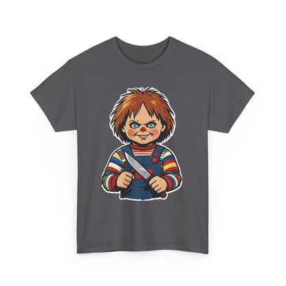 Horror Doll Knife Tee — Creepy Chucky-Inspired Graphic T-Shirt