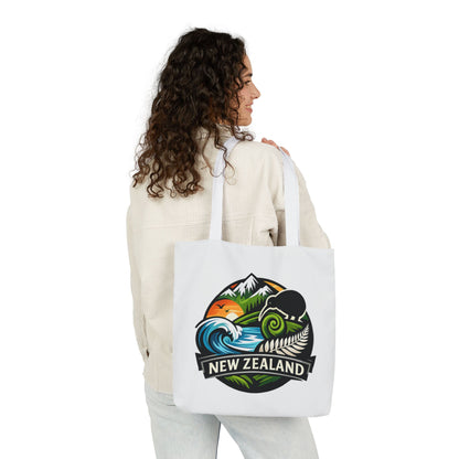 New Zealand Scenic Tote Bag — Kiwi, Mountains & Waves Canvas Tote