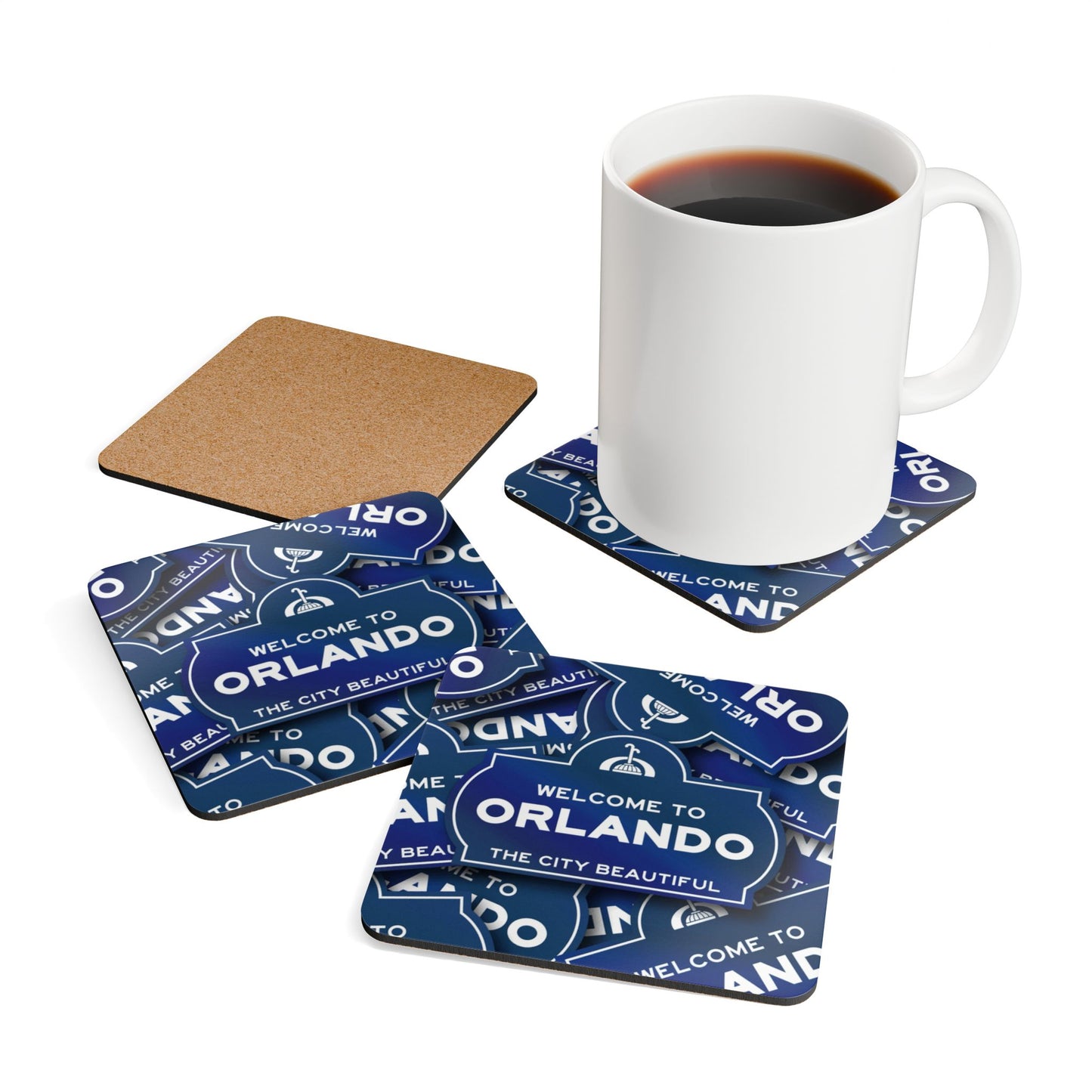 Welcome to Orlando Cork Coaster Set — The City Beautiful Souvenir Coasters (4-Pack)