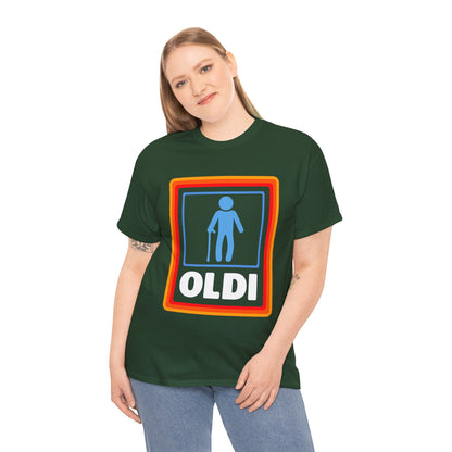 Oldi Retro Logo Tee — Funny Elderly Humour T-Shirt