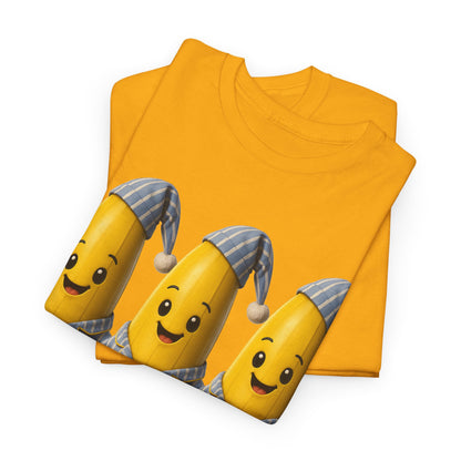 Bananas in Pyjamas – Three Smiling Bananas in Striped Pajamas Graphic T-Shirt