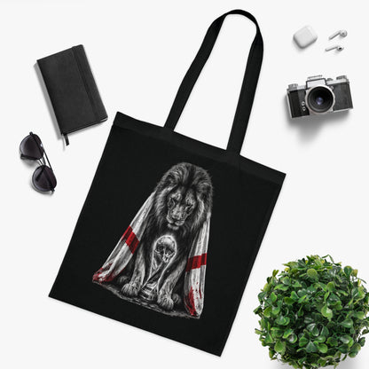 England Lion Tote Bag – Protective Lion Illustration Cotton Tote