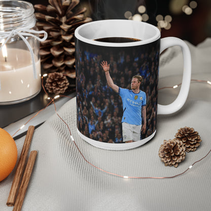 Kevin De Bruyne Farewell Manchester City Ceramic Coffee Mug — Energetic Stadium Photo, 11oz & 15oz