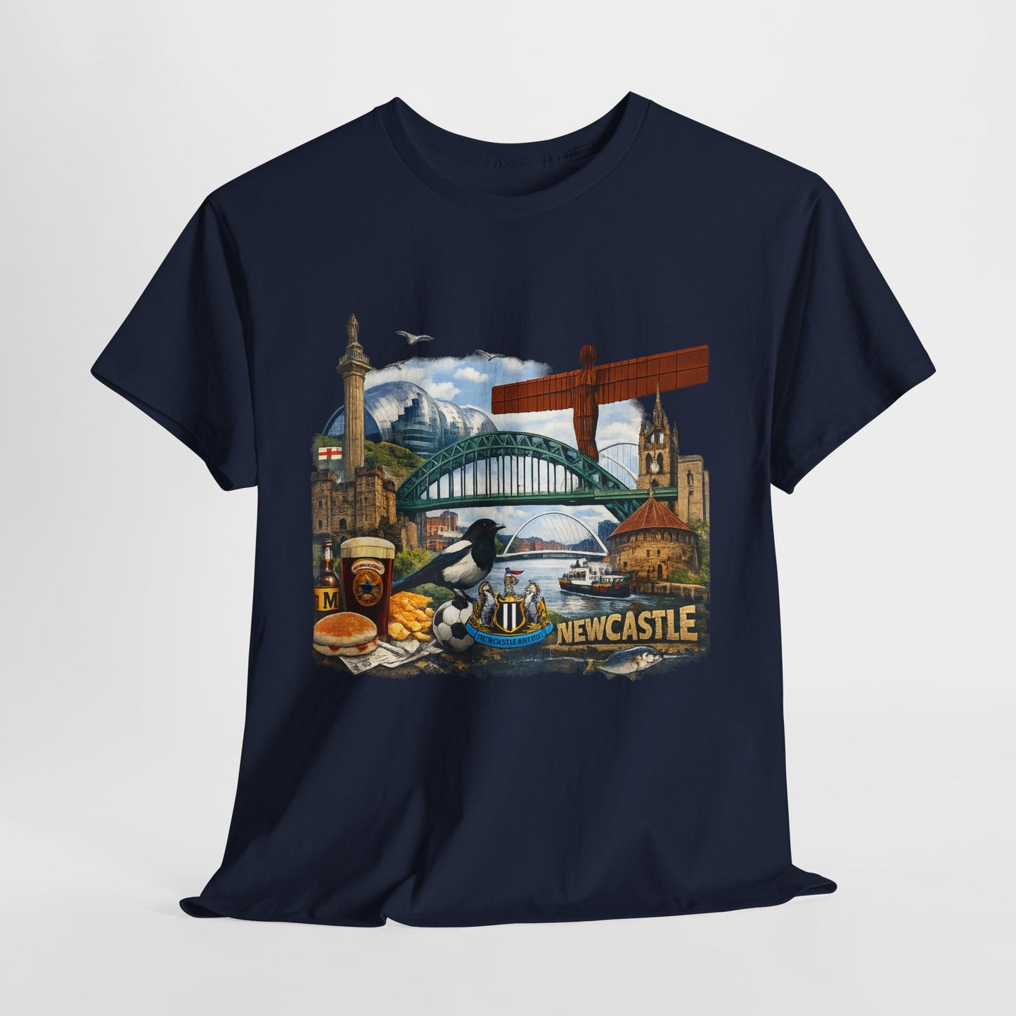 Newcastle Upon Tyne Landmark Tee — Vintage Cityscape T-Shirt