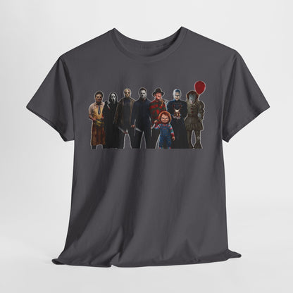 Horror Icons Collage T‑Shirt — Retro Movie Villains Graphic Tee