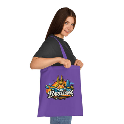 Barcelona Skyline Cotton Tote — Souvenir Travel Beach Bag