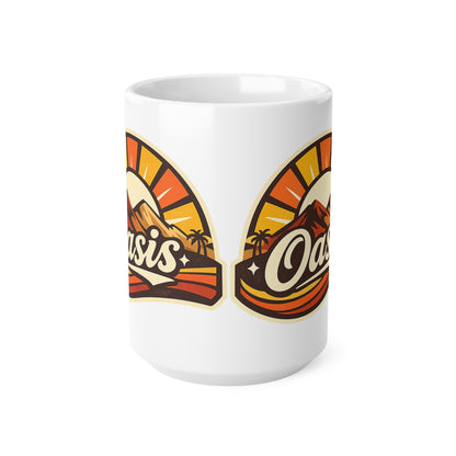 Oasis Mountain Sunrise Coffee Mug — Retro Palm Desert Ceramic Cup (11oz & 15oz)