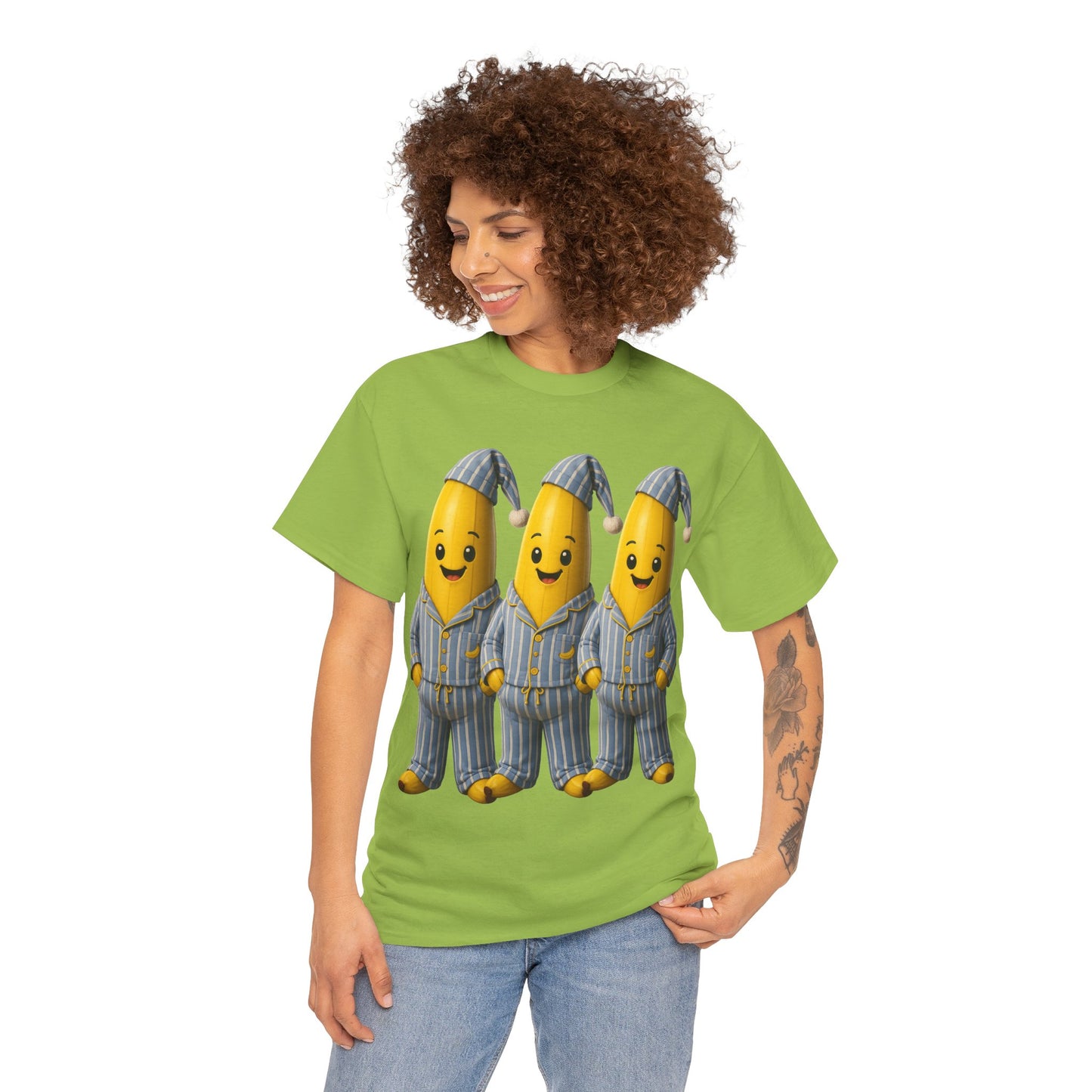 Bananas in Pyjamas – Three Smiling Bananas in Striped Pajamas Graphic T-Shirt