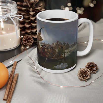 Washington Crossing the Delaware Ceramic Coffee Mug — Historic Revolutionary War Artwork (11oz & 15oz)