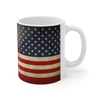 Vintage England & USA Flag Coffee Mug — Retro American Flag Ceramic Coffee Cup (11oz, 15oz)