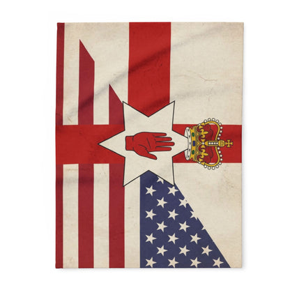 Northern Ireland & USA Flags Fleece Blanket — Vintage British/USA Ulster Flag Design