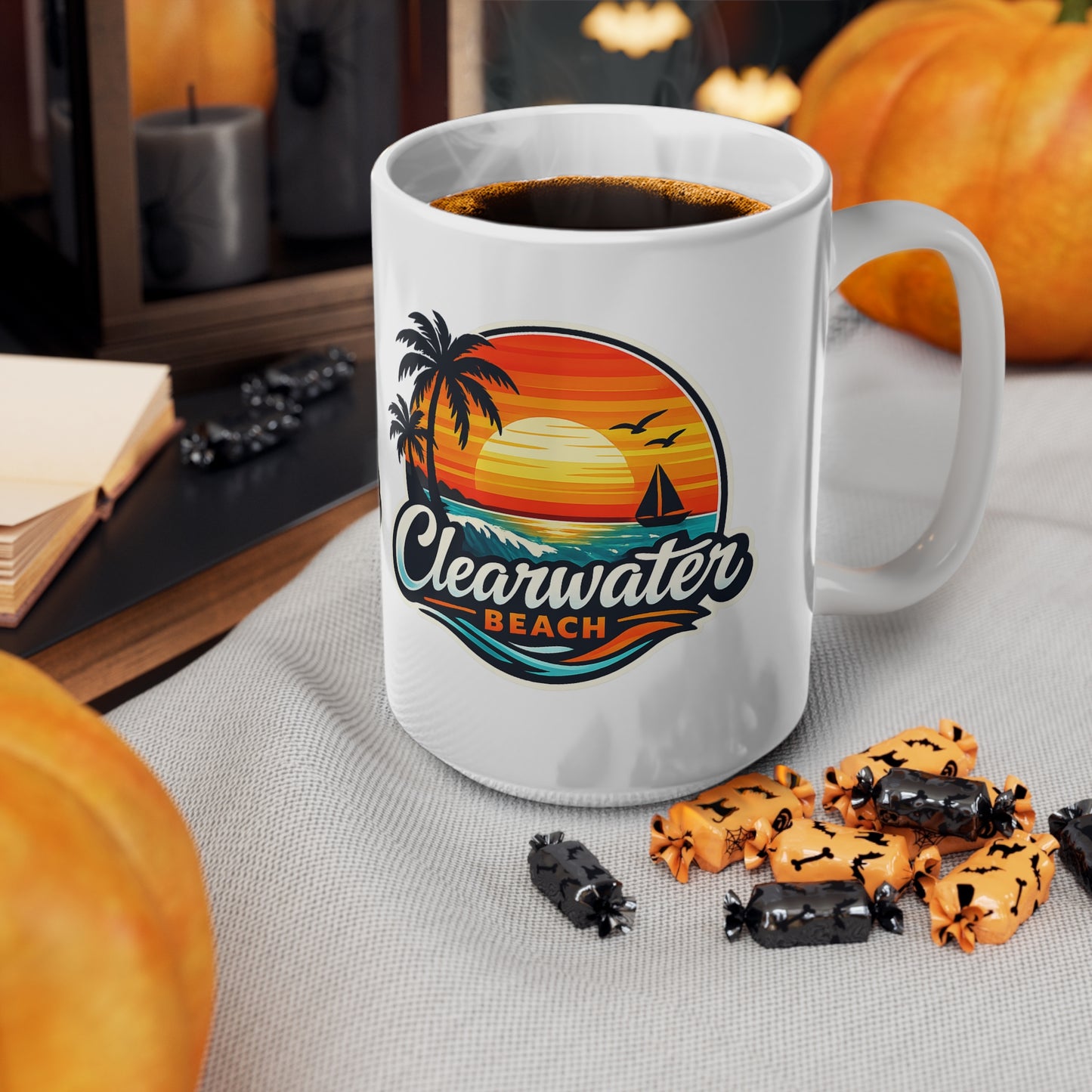 Clearwater Beach Ceramic Coffee Cups, 11oz, 15oz